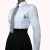 Camasa office eleganta, de culoare alba cu maneca lunga, cambrata pe corp CADOU: cravata cu model pepit de culoare alb/negru